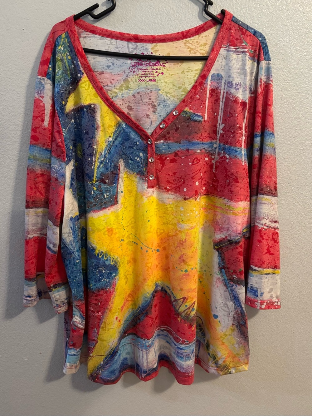 Leoma Lovegrove Florida Patriotic Art Top Shirt Stars And Stripes sz XXXL